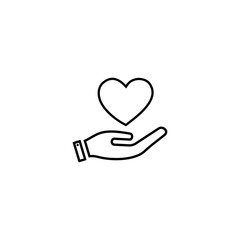 heart and hand icon, heart and hand symbol design vector