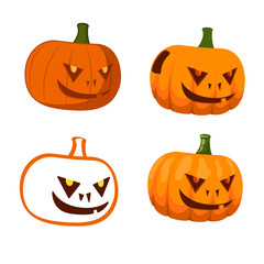 Pumpkin. Halloween. Contour. Flat. 