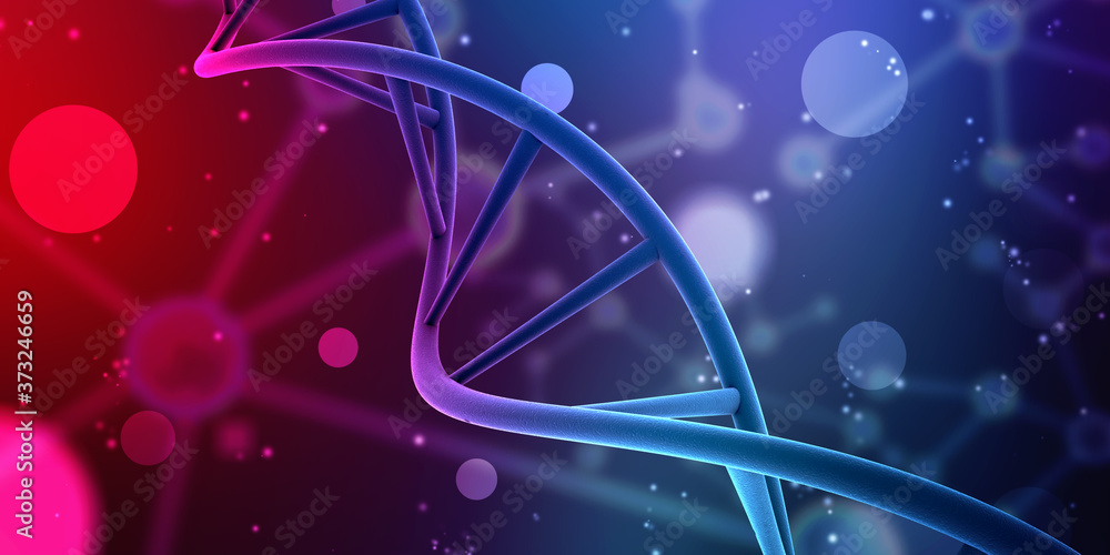 Poster 3d render of dna structure, abstract background