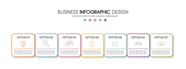 Business infographic design. Diagram with 7 elements. Vector