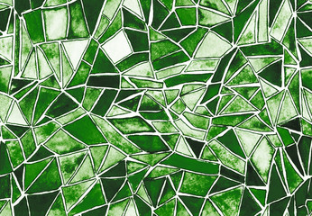 seamless pattern, background, texture, watercolor, stained glass, broken glass, shards, pixels, mosaic, chaotic, gradient, green, white, bright background, summer, autumn, textile, fabric, interior, 