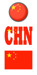 Chinese flag icons on a white background. Vector image: button, flag of China, abbreviation. You can use it to create a website, print brochures, booklets, flyers, stickers, and travel guides.
