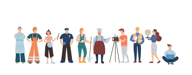 Fototapeta premium People of different professions isolated on white background. Flat modern style.