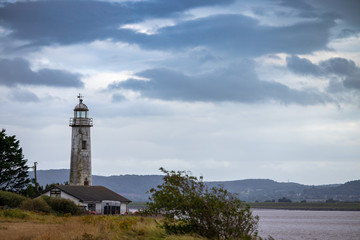 Hale village lighthouse during stormy weather