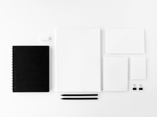 Blank stationery set mockup. Corporate identity template. Copy space for branding identity. Top...