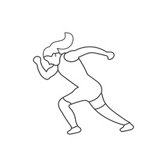Fototapeta na wymiar Line illustration of woman running character. good for body fitness and endurance. Design template vector