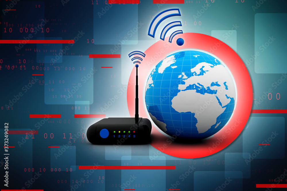 Poster 3d rendering transmitter wifi
