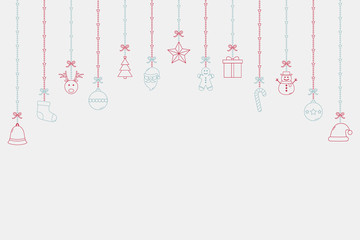 Fototapeta na wymiar Empty Christmas card with decorative icons. Festive ornament. Vector