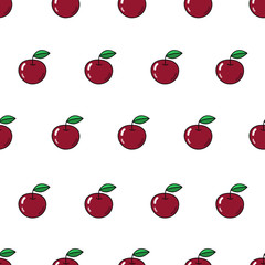 Vector seamless pattern with apples. Repeating fruit icon on white
