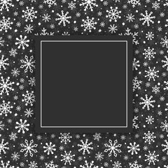 Design of Christmas background with snowflakes. Empty Xmas card. Vector
