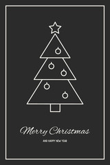 Christmas tree with wishes. Concept of Xmas greeting card. Vector