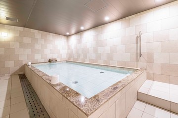 Modern Japanese traditional style public shower room named "Onsen"