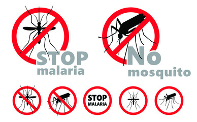 Stop malaria mosquito, dengue or zika virus alert. World malaria day on April 25. Vector signaling seamless pattern. Insect bite, blood infection ( illness ).