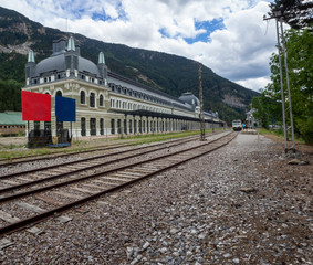 Fototapeta na wymiar International station of canfran located in the pyrenees of huesca aragon spain