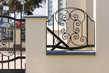 Details of an iron gate of a building