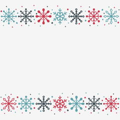 Christmas background with snowflakes and copyspace. Empty Xmas greeting card. Vector