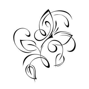 butterfly 4. decorative element with stylized leaves, butterfly and curls on a white background