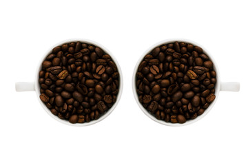 Image of cups of many coffee beans