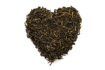Tea brew folded in the shape of a Valentine's heart. Love for a tea drink