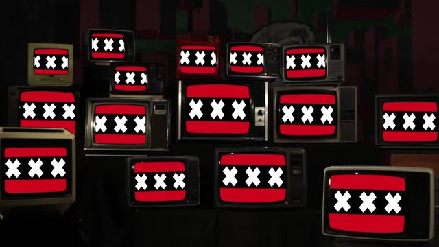 Amsterdam City Flags on Televisions from the 60s, 70s, 80s and 90s. 