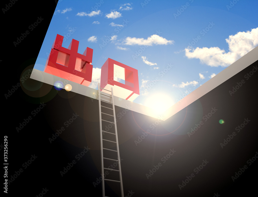 Poster exit word in chinese, original 3d rendering