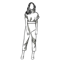 Beautiful new generation Business woman wearing colorful uniform suit.Line drawing of cartoon character with illustration in flat design.