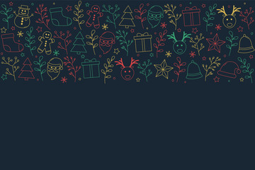 Design of Christmas background with copyspace and decorations. Xmas card. Vector