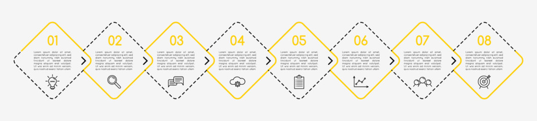 Infographic with 8 options. Flowchart. Vector