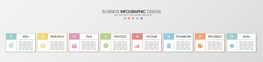 Naklejka premium Business infographic design with 8 options. Vector