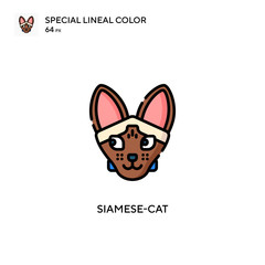 Fototapeta na wymiar Siamese-cat Special lineal color icon. Illustration symbol design template for web mobile UI element. Perfect color modern pictogram on editable stroke.