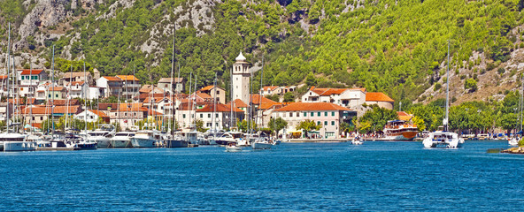 Naklejka na ściany i meble Croatia - Skradin, small town of the Sibenik internal sea near the Krka National park, safe harbor for vacation and cruises along the Dalmatian coast.