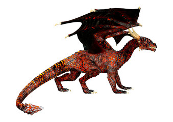 3D Rendering Fairy Tale Dragon on White