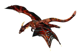 3D Rendering Fairy Tale Dragon on White