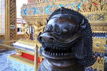 Bangkok, 4 August 2020: Some of the artworks that can be seen everywhere in The Grand Palace or Wat Phra Kaew Best attraction to visit in Bangkok, Thailand. Few tourist by COVID-19 situation.