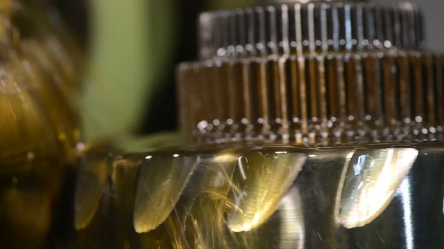 gear cutting machine close up. gear manufacturing