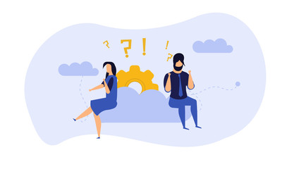 People teamwork idea vector illustration. Business work balance exercise harmony. Time investment concept background. Team mind man and woman group banner office. Career company success coworker