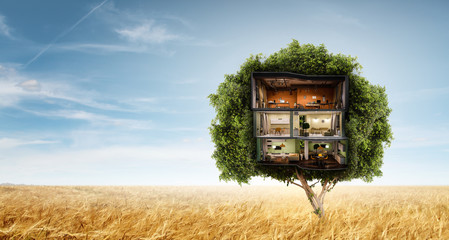 Real estate and ecology concept - obrazy, fototapety, plakaty