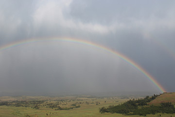 A rainbow in Yellowstone National Park.