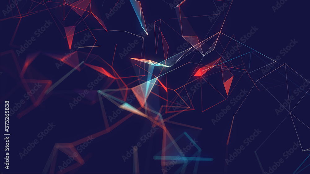 Poster abstract polygonal space low poly dark background with connecting dots and lines.