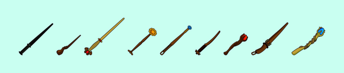set of magic wand cartoon icon design template with various models. vector illustration