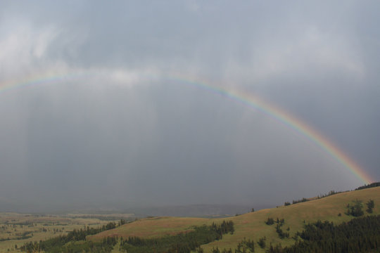 A rainbow in Yellowstone National Park.