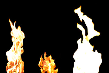 Fire isolated on black background. Flame