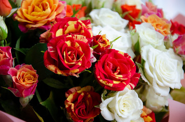 Naklejka premium Bouquet of small colorful roses