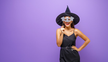 woman in black witch costume