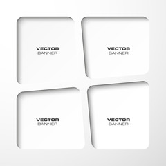 Design shape Origami vector white banner set. Vector Illustration