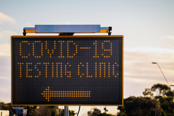 Covid-19 testing clinic digital road sign in South Australia