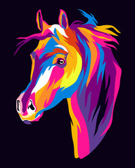 Fototapeta na wymiar horse illustration style pop art