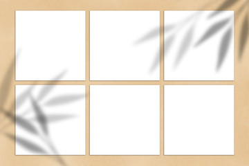 social media square post tiles white mock up, flat lay, shadow overlay, invitation template, add your design + multiply effect