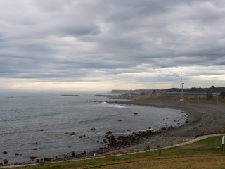 A view of the Kominato Coast in the quiet morning. Hashikami-cho, Sannohe-gun, Aomori, Japan.