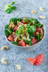 Close up of a fresh grapefruit salad